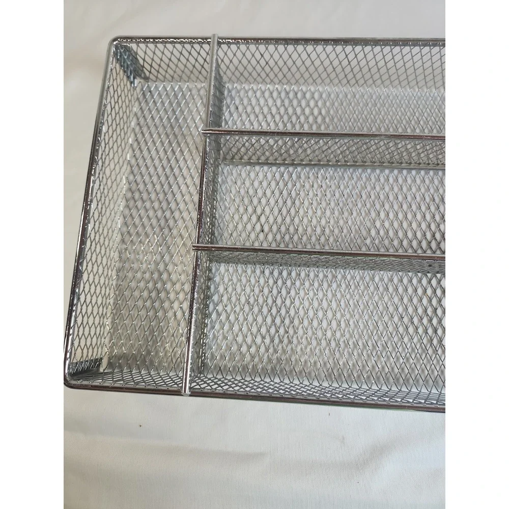 Cutlery Tray Silver‎ Metal Mesh Utility Organizer